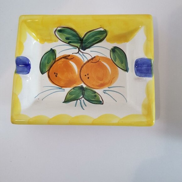 Vietri Store Dip A Mano Ceramic Ashtray Spoon Rest Italy Pears Peaches Grapes - Picture 5 of 10